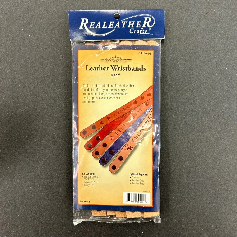 NWT Realeather Narrow Leather Wristbands with Snap Closure, 7.5” to 8.5” L